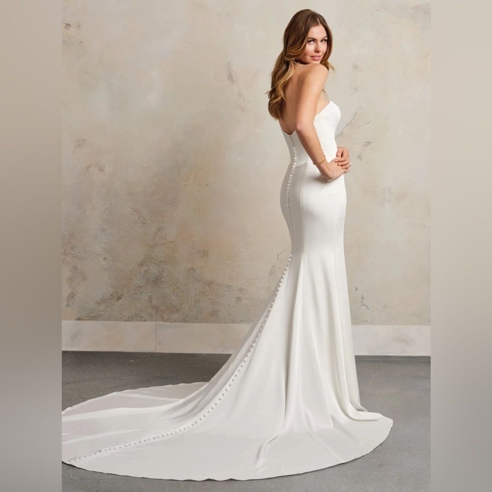 Anthropologie Willowby by Watters Elynor Strapless Satin Mermaid Wedding Gown